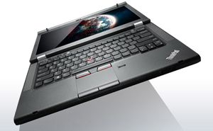  An opened ThinkPad T430, with screen folded flat  